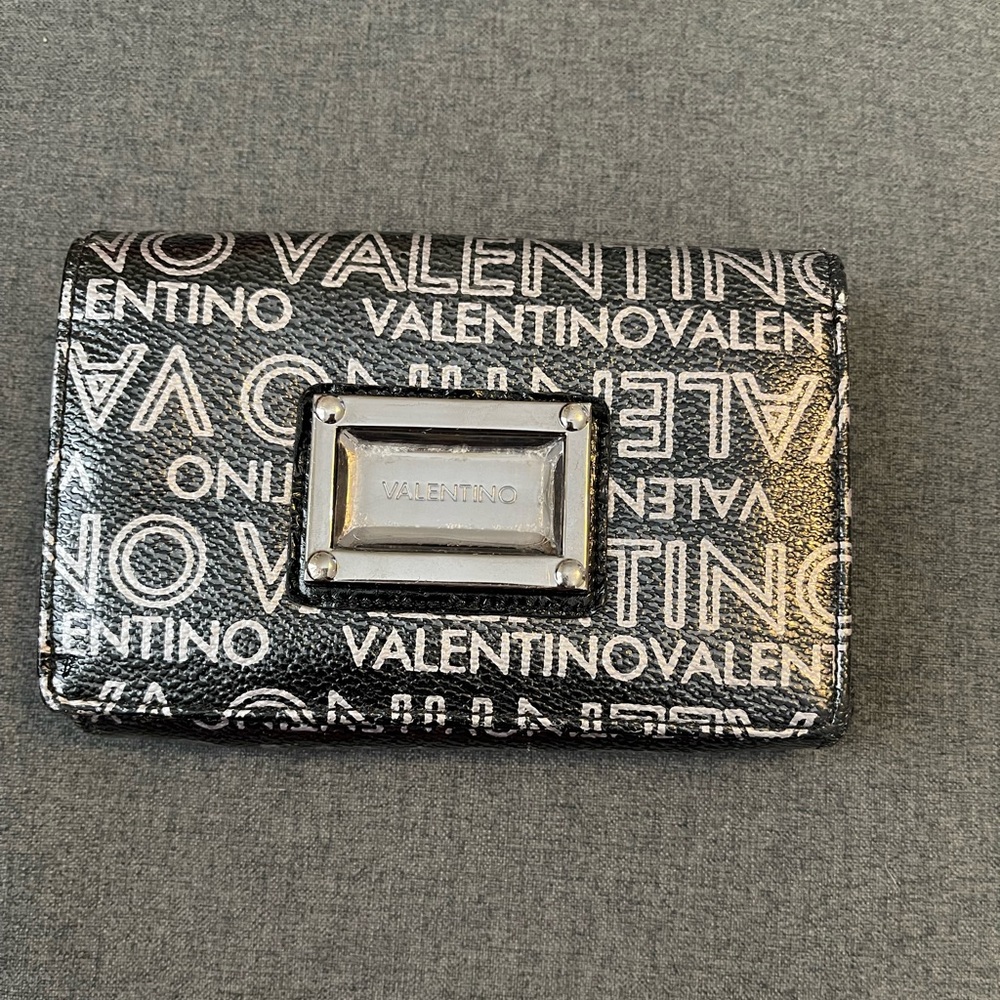 Black with silver letter Valentino by Mario Valentino wallet